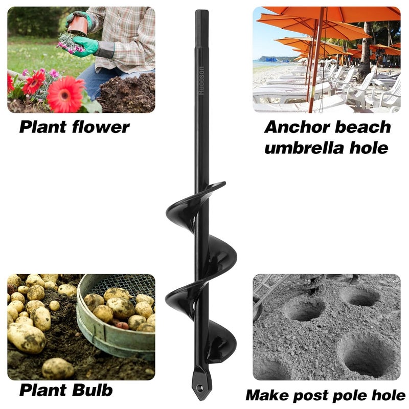 Ruooson Garden Auger Drill Bit for Planting 1.6X9 in Garden AugerSpiral Easy Planter Rapid Planter Plant for 3/8" Hex Drive <1Pcs>. (1.6x9 in) - Image 5